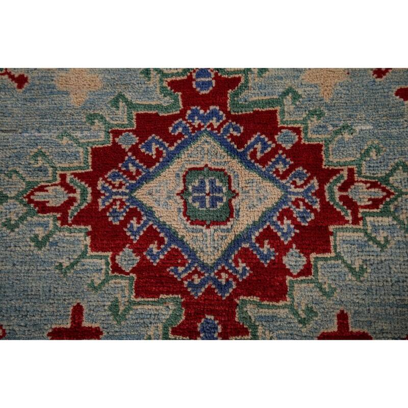 Traditional Blue Kazak Area Rug Handmade Wool Carpet - 5'1" x 6'10"