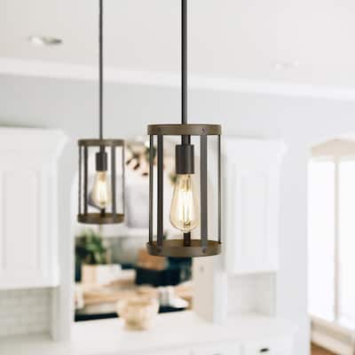 1 - Light Cylinder Industrial Pendant Light for Kitchen Island - 10" H x 5.9" W