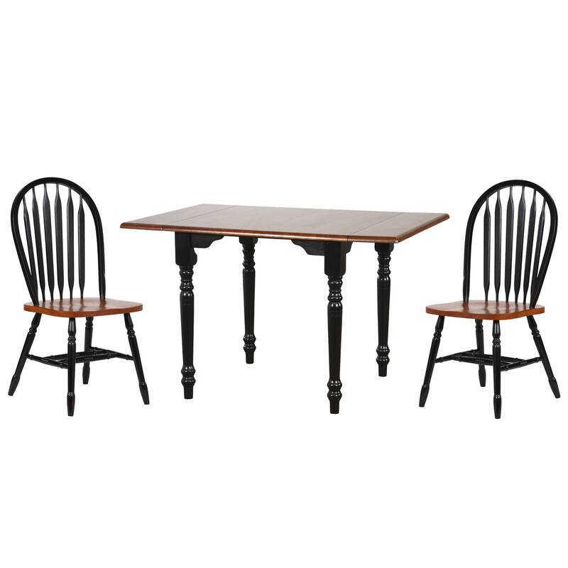 Extendable Dining Set - 3 Piece Rectangular Table & Chairs - Retro Arrowback Design