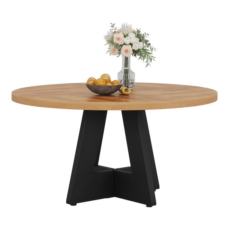 47-inch Round Dining Table Wood Dinner Table for 4-6 People