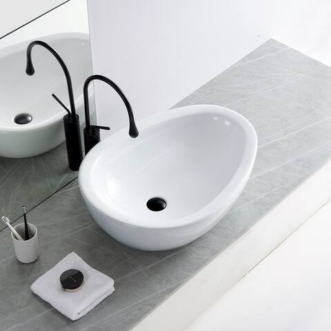 Topcraft 26 in. Topmount Bathroom Sink Basin in White Ceramic