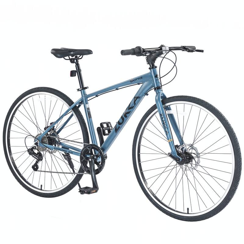 Shimano 7 Speed Double Disc Brakes 700C Road Bike,Blue Gray