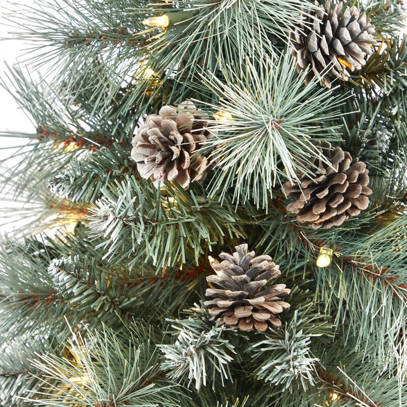 3.5' Frosted Artificial Christmas Tree with 50 Lights in Planter