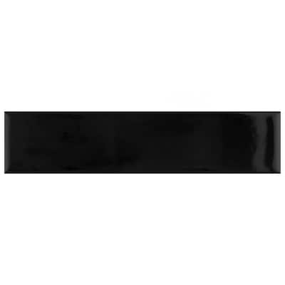 Merola Tile Metro Soho Subway Glossy Black 1-3/4" x 7-3/4" Ceramic Floor and Wall Tile