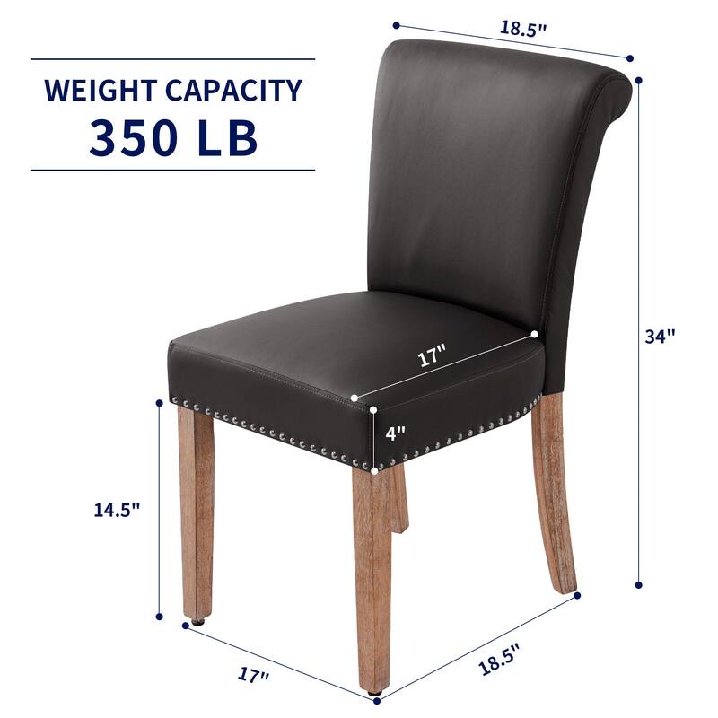 Subrtex Faux Leather Parsons Upholstered Nailhead Dining Chair (2-Pack)
