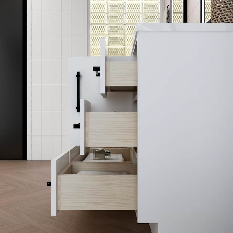 Victoria 84'' Freestanding Vanity with Double Reinforced Acrylic Sink - 83.5