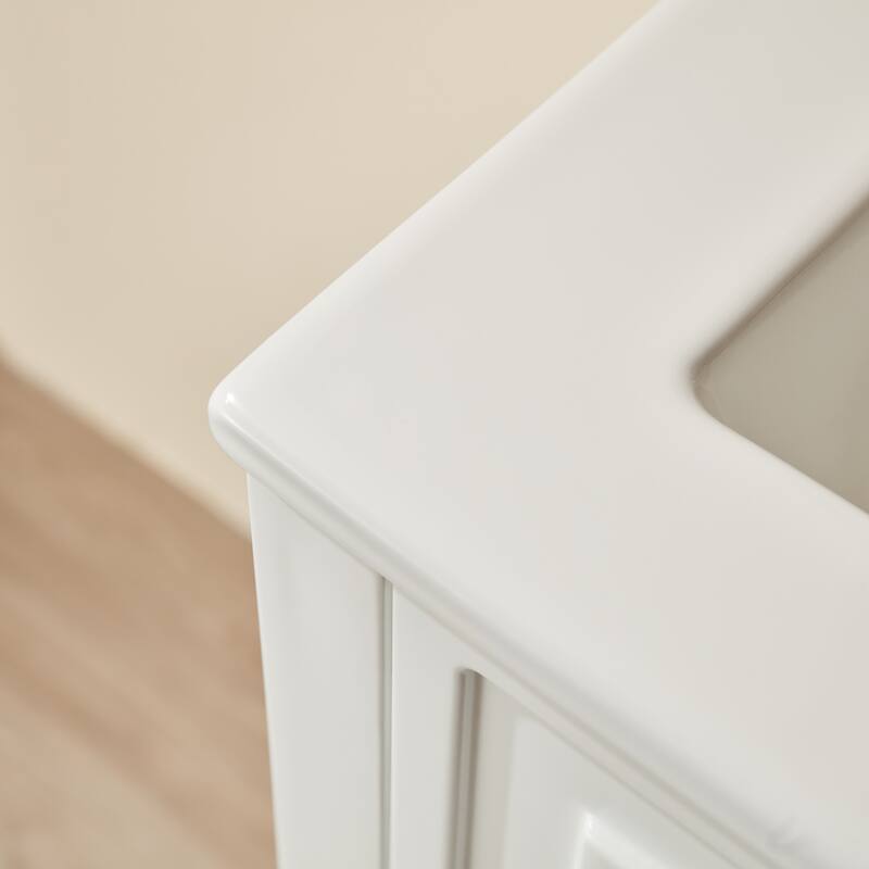 No Assembly Bathroom Vanity, 18" Freestanding with Integrated Top, Compact Single Sink Cabinet