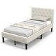 preview thumbnail 4 of 11, Twin Size Upholstered Platform Bed with Button Tufted Headboard-Beige