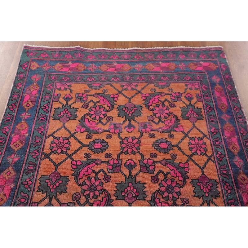 Over-Dyed Sirjan Persian Vintage Runner Rug Handmade Wool Carpet - 3'11"x 9'10"