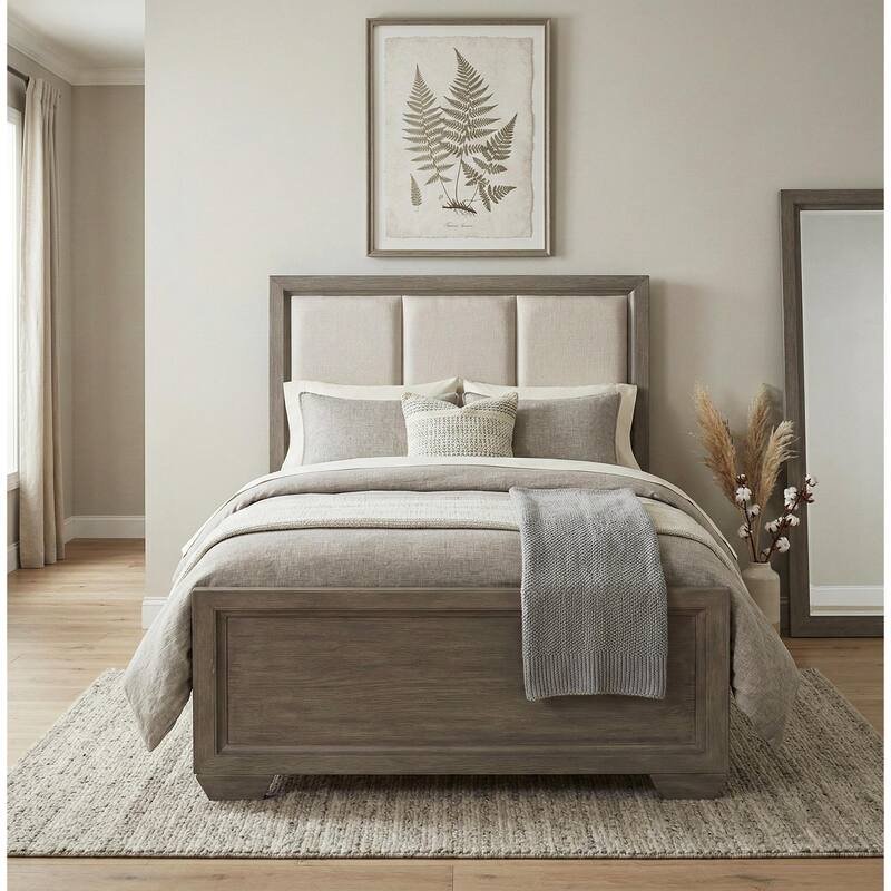 Roundhill Furniture Ennesley Gray Wood Upholstered Panel Bed