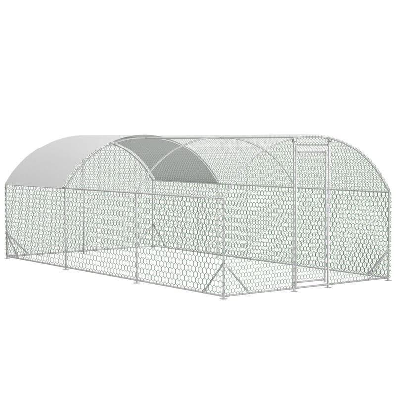 Large Walk-In Metal Chicken Coop – Dome-Shaped Poultry Run with Waterproof & UV-Resistant Cover, Heavy-Duty 1" Tube Frame . - 3*6m
