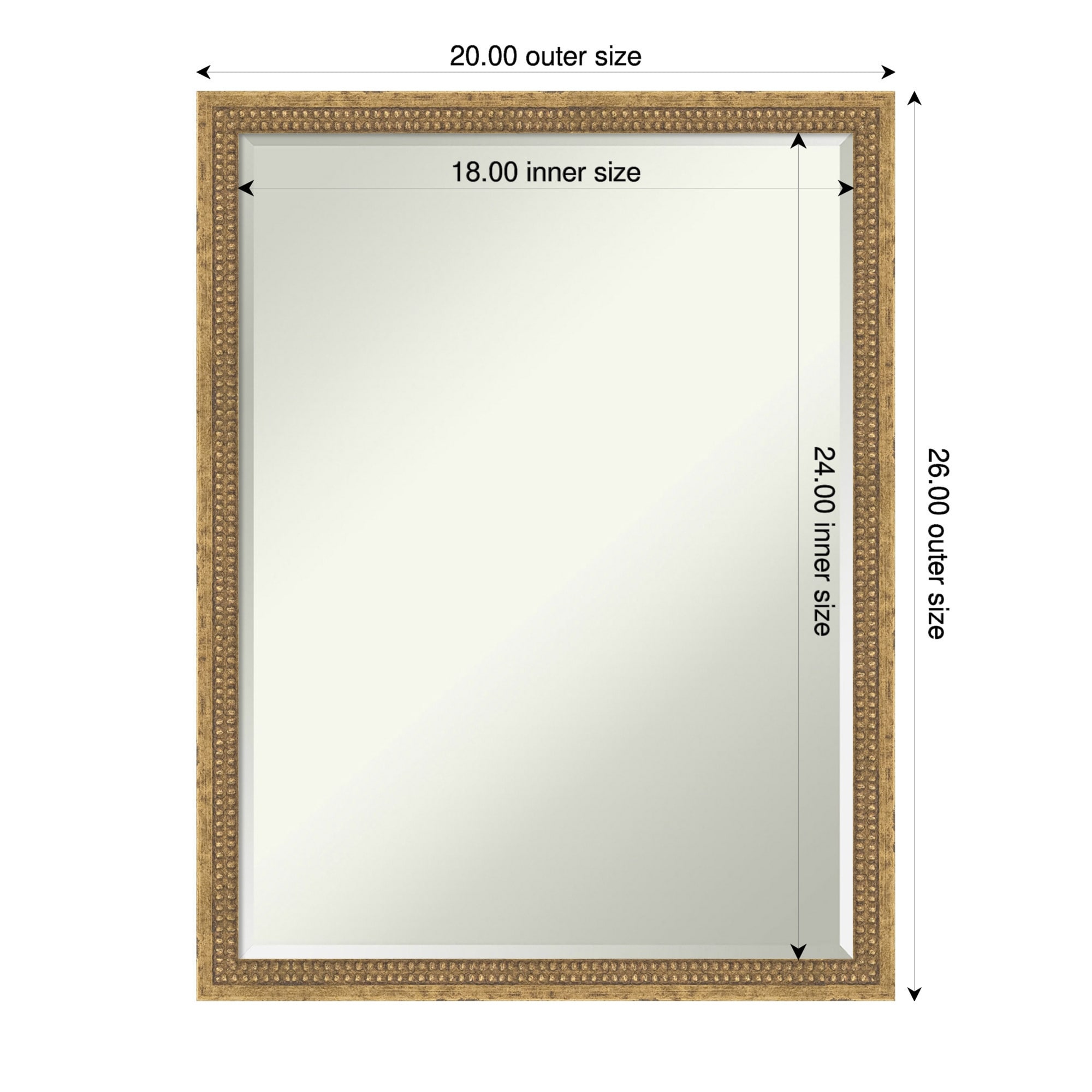 Castellan Half-Inch-Bevel Wood Framed Wall Mirror - 20 x 26 in