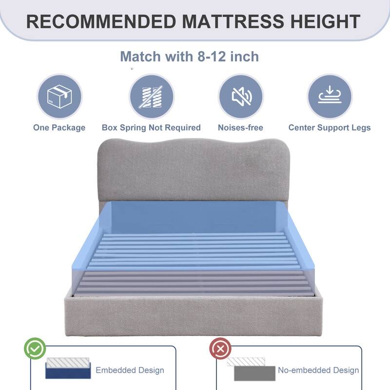 Hydraulic Lift Up Storage Upholstered Platform Bed