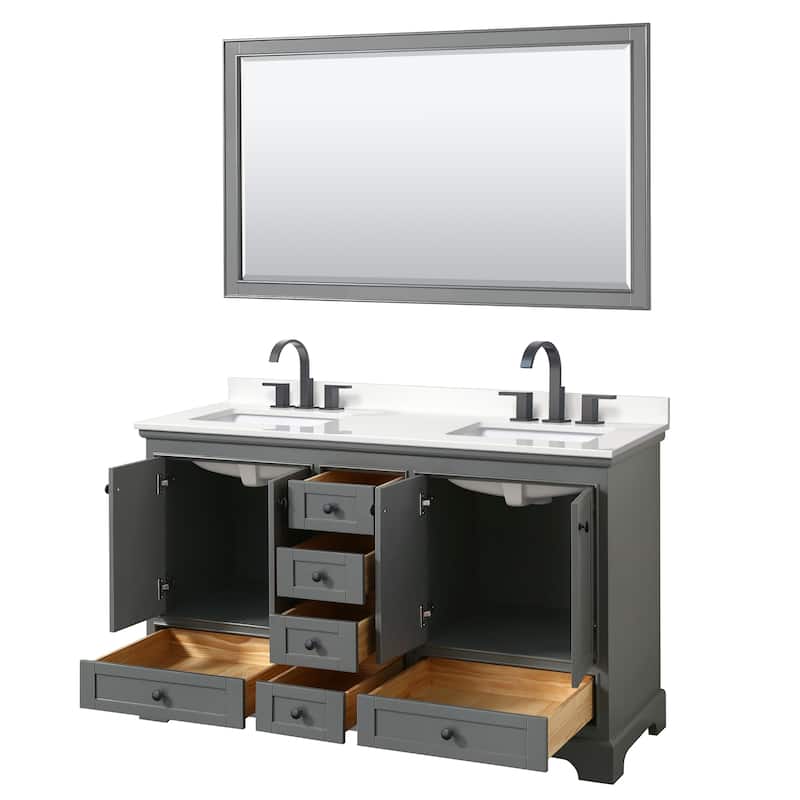 Deborah 60-inch Double Vanity, Quartz Top, 58-inch Mirror