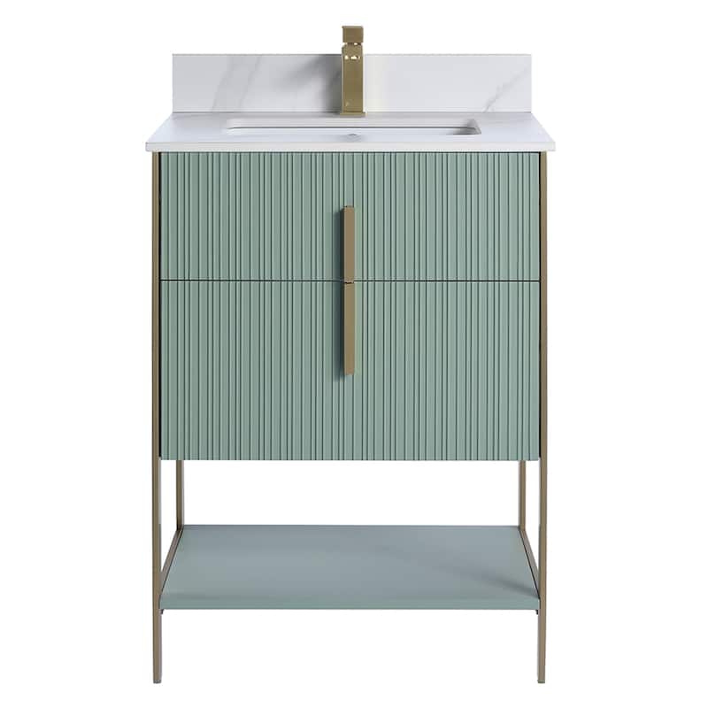 Fine Fixtures Serenity Modern Bathroom Vanity with White Carrara Stone Top