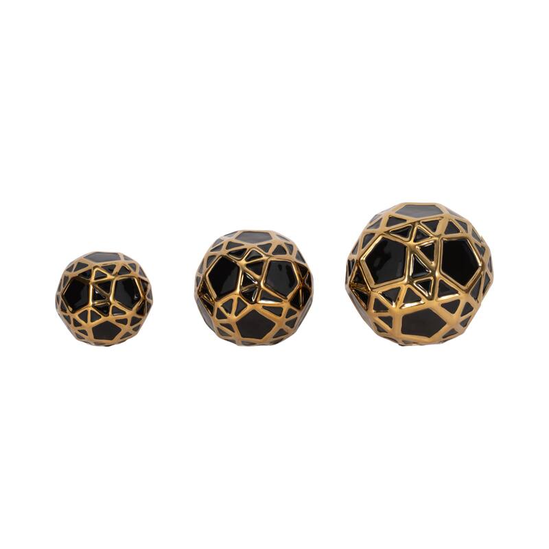 Accented Abstract Modern Coastal Decorative Orbs Set of 3