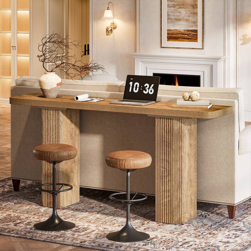 Farmhouse Long Entryway Table, 63-Inch Console Table Behind Couch