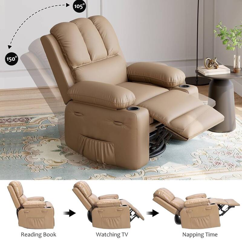 Single Manul Recliner Sofa Chair with Side Pocket for Living Room, Bedroom and Nursery