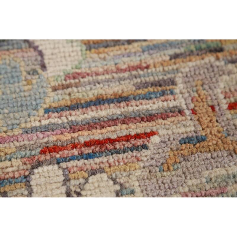 Hand Knotted Oriental 100% Wool Carpet Transitional Floral Multi-Colored Oushak Runner Rug - 9' 3'' X 2' 5''