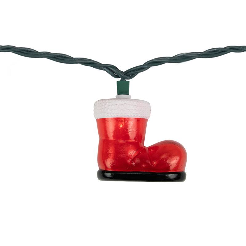 10-Count Santa's Boots Christmas Light Set 7.5ft Green Wire - 117"