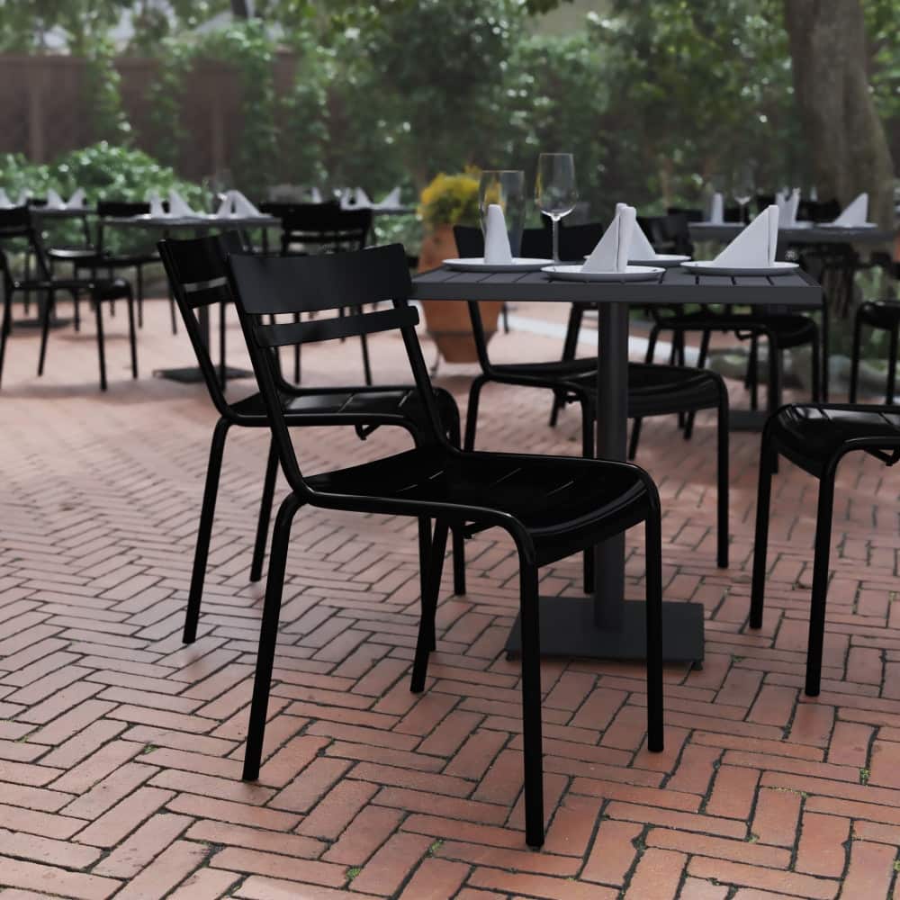 Modern Commercial Grade 2 Slat Indoor/Outdoor Steel Dining Chair