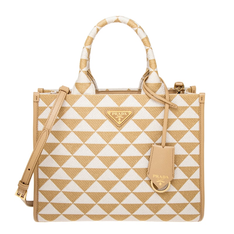 Prada Small Symbole Tote Bag - Brown and Beige