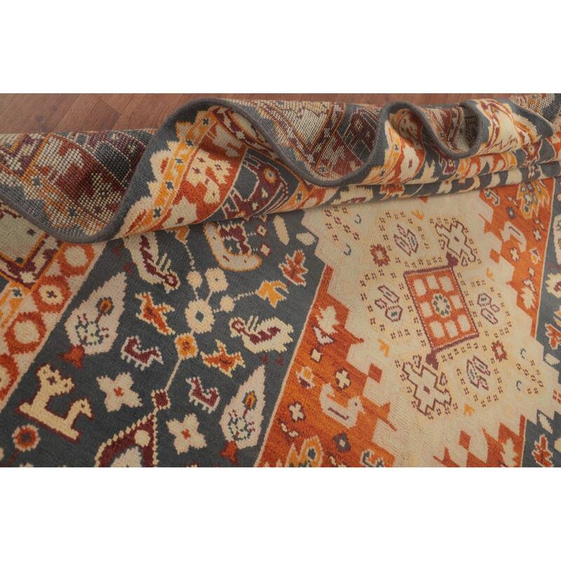 Geometric Kazak Area Rug Hand-Knotted Tribal Wool Carpet - 7'10"x 9'11"