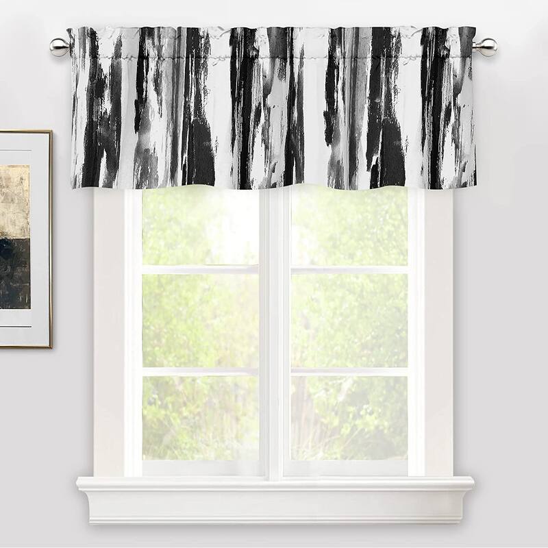 Porch & Den Nova Ink Blue Brush Stroke Pattern Blackout Valance