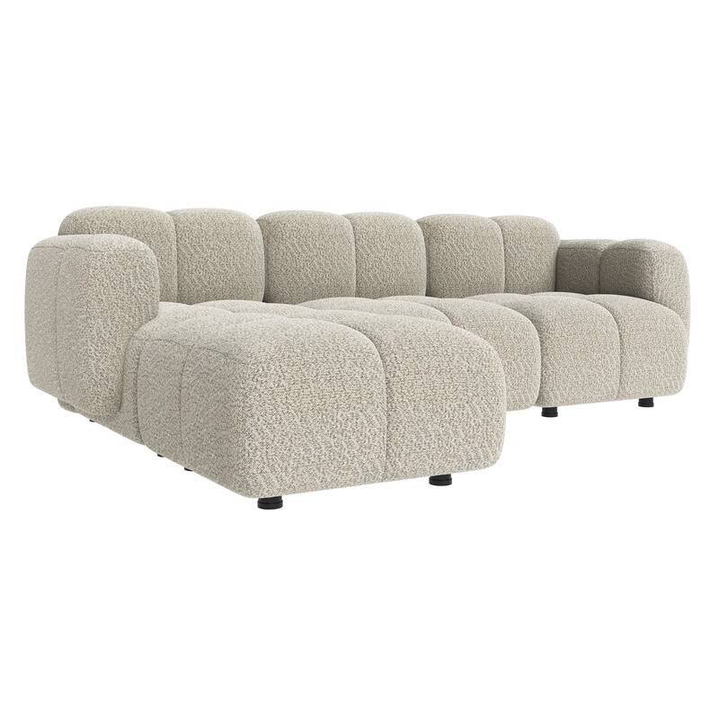 Christopher Knight Home - 3-Seater 90.94" L-Shaped Upholstered Sectional Sofa with Ottoman