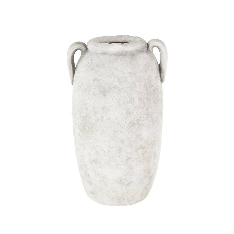 Ceramic Antique Style Textured Vase with Handles - Copper or White - Roche River Decor