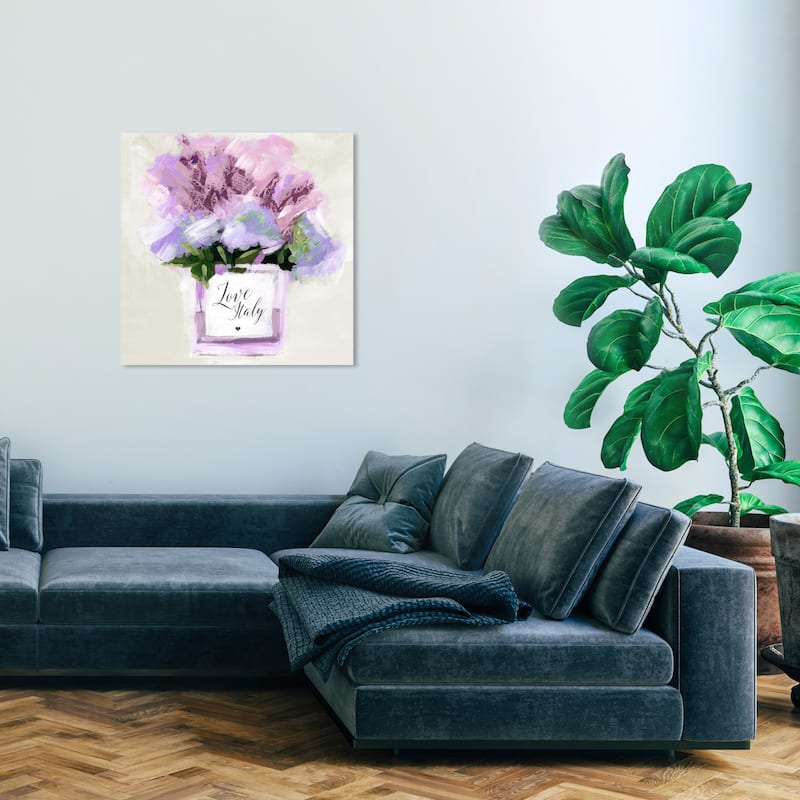 Wynwood Studio Canvas Floral and Botanical Lavender Bouquet Ivory White and Modern & Contemporary Wall Art Canvas Print - 30 x 30