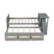 preview thumbnail 5 of 14, Grey Twin Size Wood Platform Bed with Desk, Kids Daybed with 3 Drawers and Storage Shelf