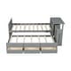 preview thumbnail 14 of 16, Twin Size Multifunctional Wood Platform Bed w/ Desk & Storage Shelf at the End of the Bed, Built-in Trundle & 3 Drawers, White