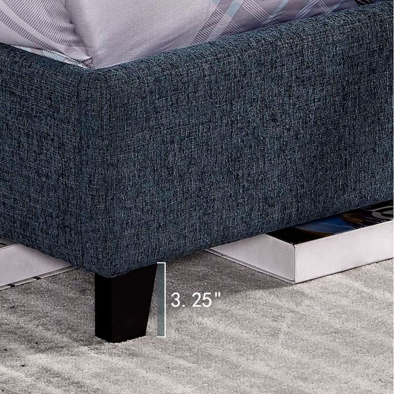 Bridgevine Home Tall Denim Navy Blue Square Headboard Upholstered Platform Bed