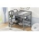 preview thumbnail 8 of 13, Wood Loft Bed w/Slats Support, Full Size Bed Frame with Multifunction Shelves, Full-length Guardrail and Under-bed Desk
