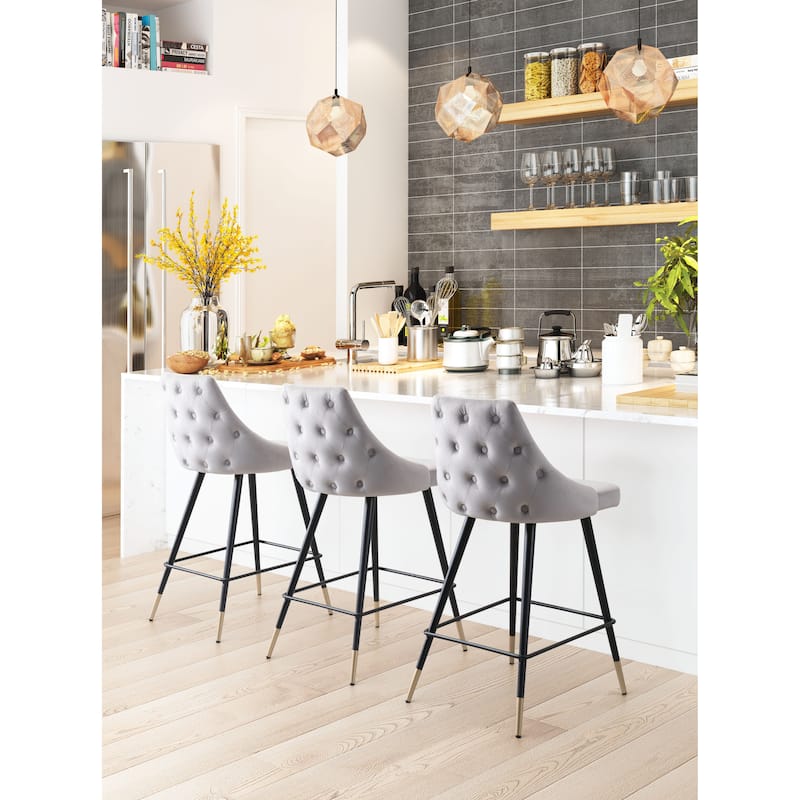 Piccolo Counter Chair - 18.5" W x 20.9" D x 36.4" H - Grey