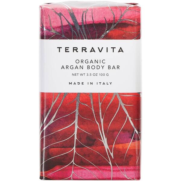 Terravita Organic, Vegan, & Gluten-Free Body Bar Soap, Almond, 100 Gram - Red