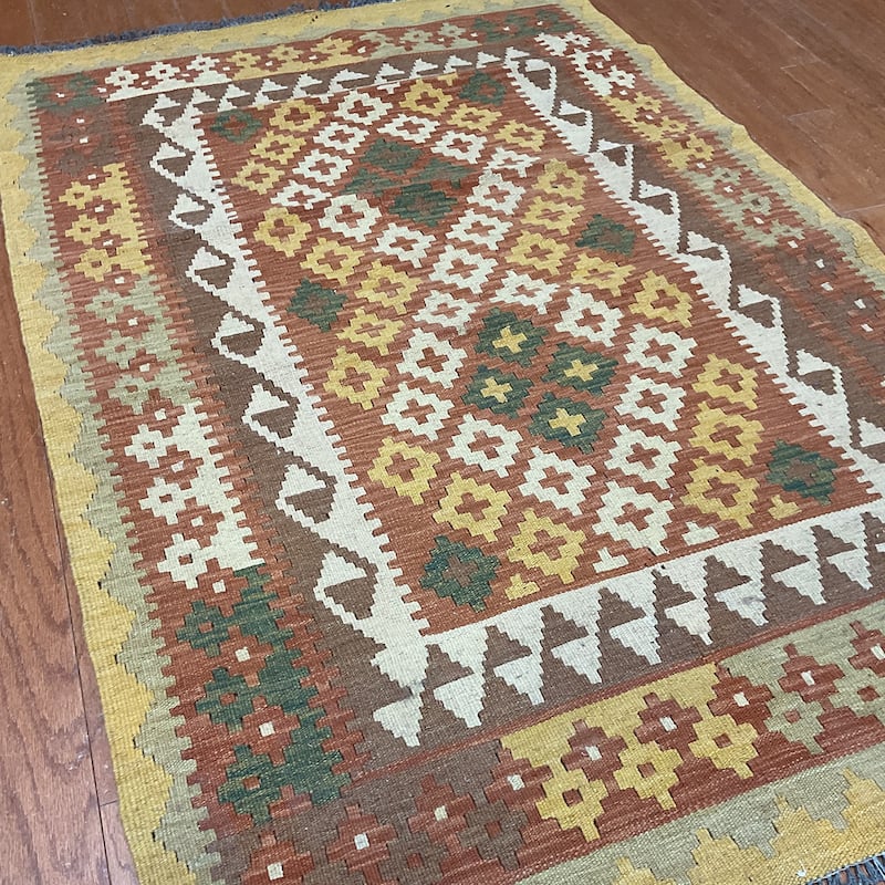 HERAT ORIENTAL Hand-woven Tribal Kilim Wool Rug - 3'3" x 5'
