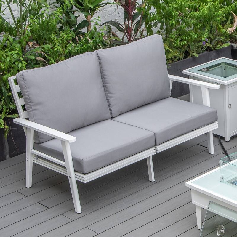 Walbrooke Polyester Upholstered Aluminum Frame Outdoor Loveseat with Powder-Coated Finish and Removable Cushion Covers - 56.69