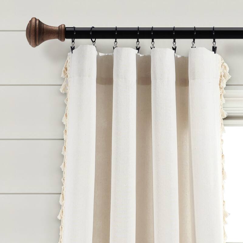 Lush Decor Linen Tassel Window Curtain Panel (Single Panel) - 84" x 40" - 84" x 40"