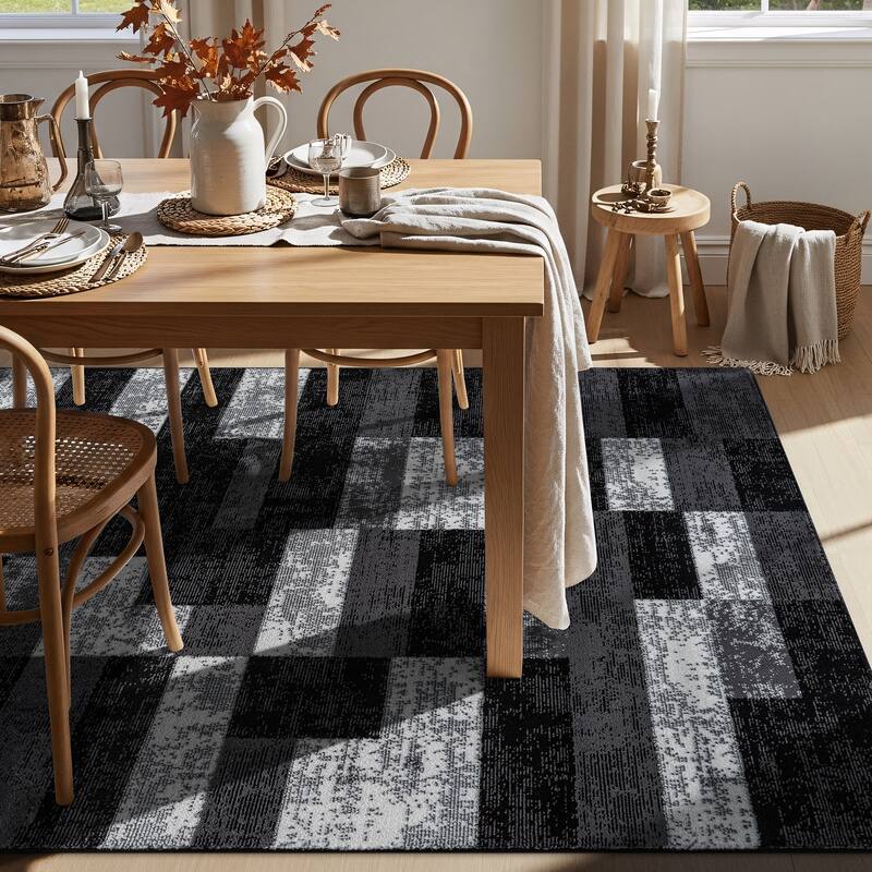 World Rug Gallery Modern Abstract Grid Area Rug