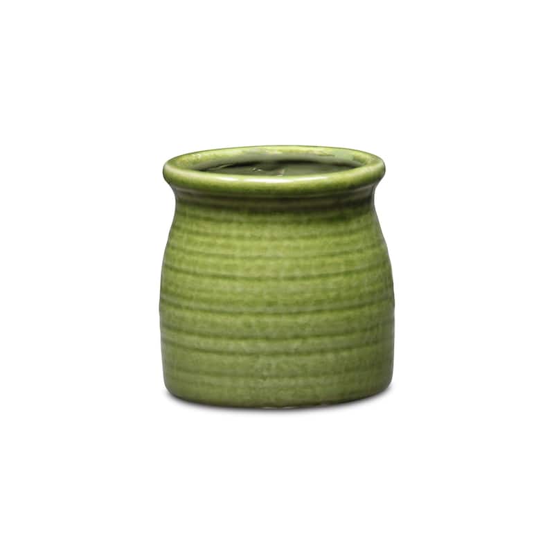 Kifon Curved Ceramic Ceramic Pot - Olive Green