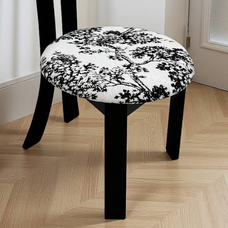 Modern Key Shape Dining Chairs Linen Upholstered Solid Wood Dining Chairs with Velvet Seat Cushions, for Dining Room, Set of 2