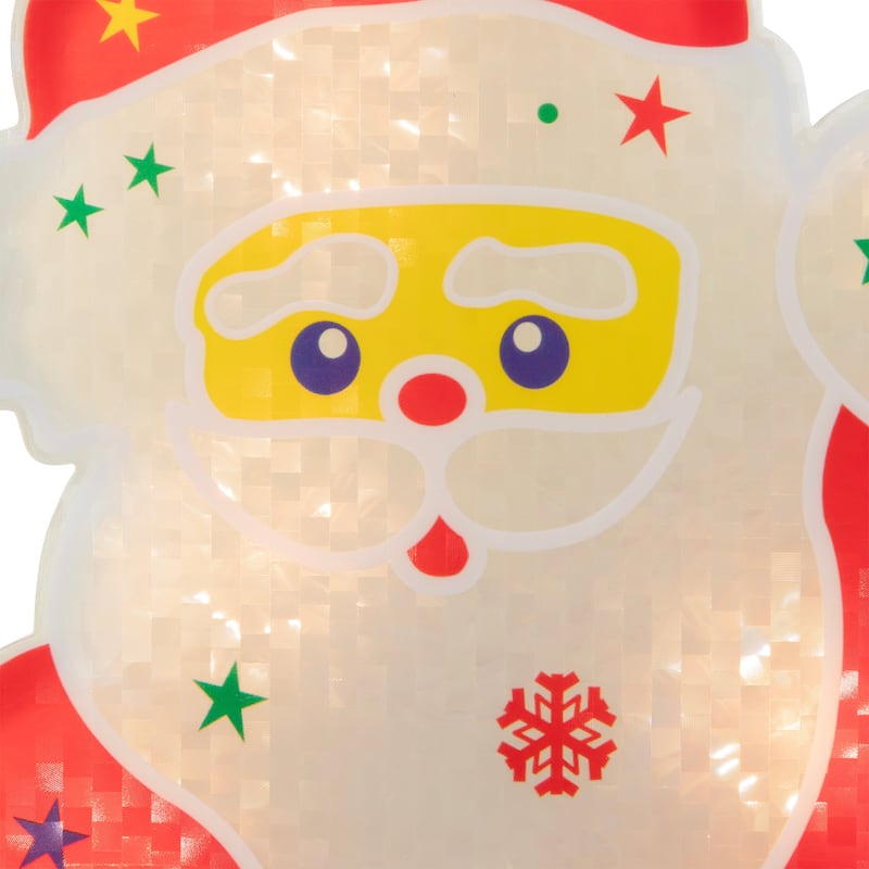 13" Red White Holographic Santa Claus Window Silhouette Decor