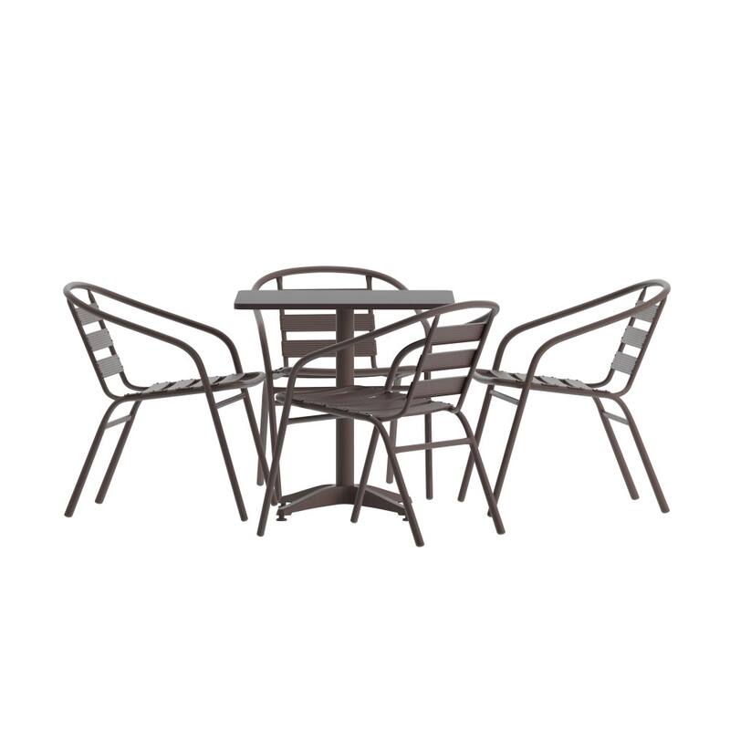 27.5" Square Aluminum Indoor-Outdoor Table Set