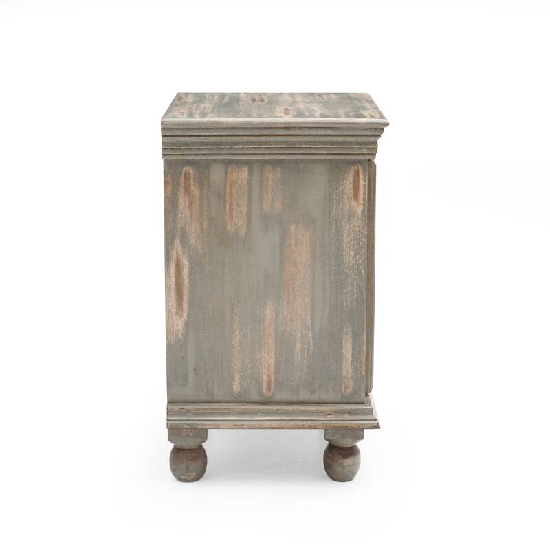 Antique Grey Wood Nightstand