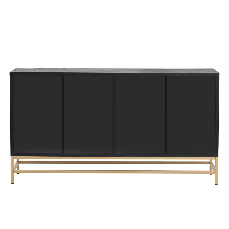 Retro Style Sideboard with Adjustable Shelves, Rectangular Metal Handles and Legs for Kitchen, Living room, and Dining Room
