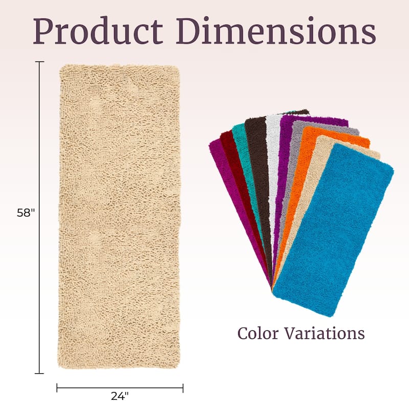 58x24-Inch Bathroom Runner with Non-Slip Backing - Absorbent High-Pile Chenille Memory Foam Bathroom Rug by Windsor Home