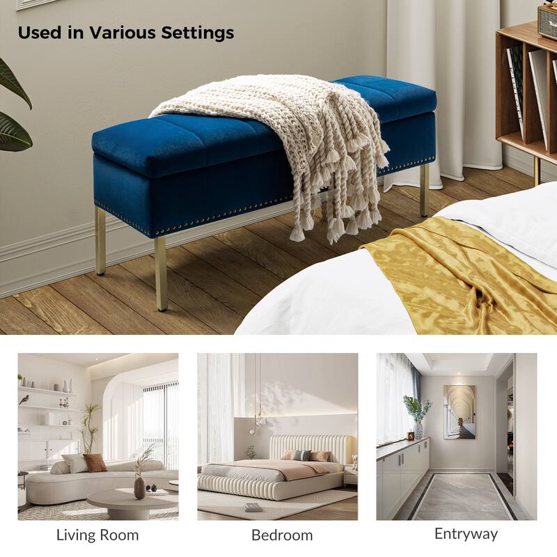 Egmont Contemporary Velvet Flip-Top Storage Bench by HULALA HOME