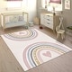 preview thumbnail 7 of 10, Kids Rug for Nursery with Rainbows & Hearts in Cream Pastel pink - 2'8" x 4'11"